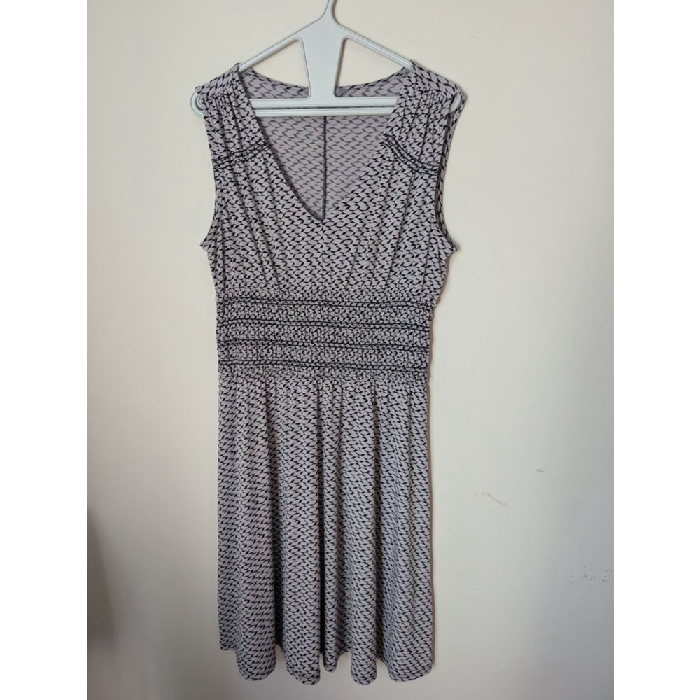 Daisy Fuentes Grey Black Pattern Sleeveless Dress Medium